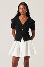 Load image into Gallery viewer, ASTR The Label Analissa Pointelle Sailor Collar Cardigan