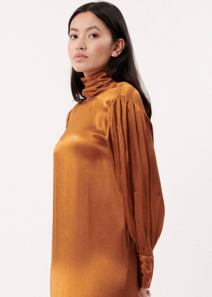 Ochre Noor Satin Dress