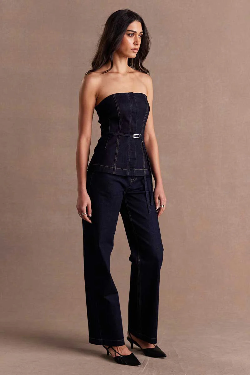 Sovere Dusk Denim Bodice in Denim-Dark