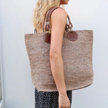 Load image into Gallery viewer, SANS-ARCIDET PARIS Beby MA-D Large Raffia & Leather Tote Bag