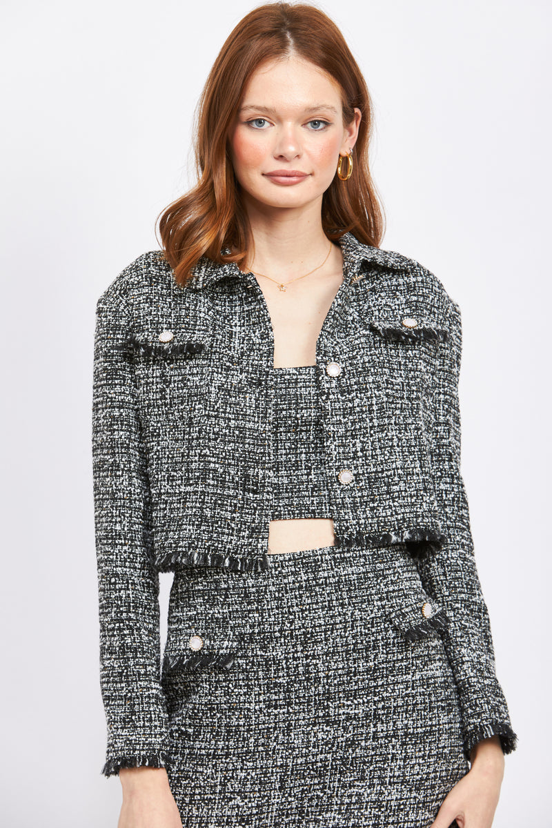 【Na.e 】ナエ THE TWEED JACKET ツイードジャケット mix tweed middle jacket | ENEU