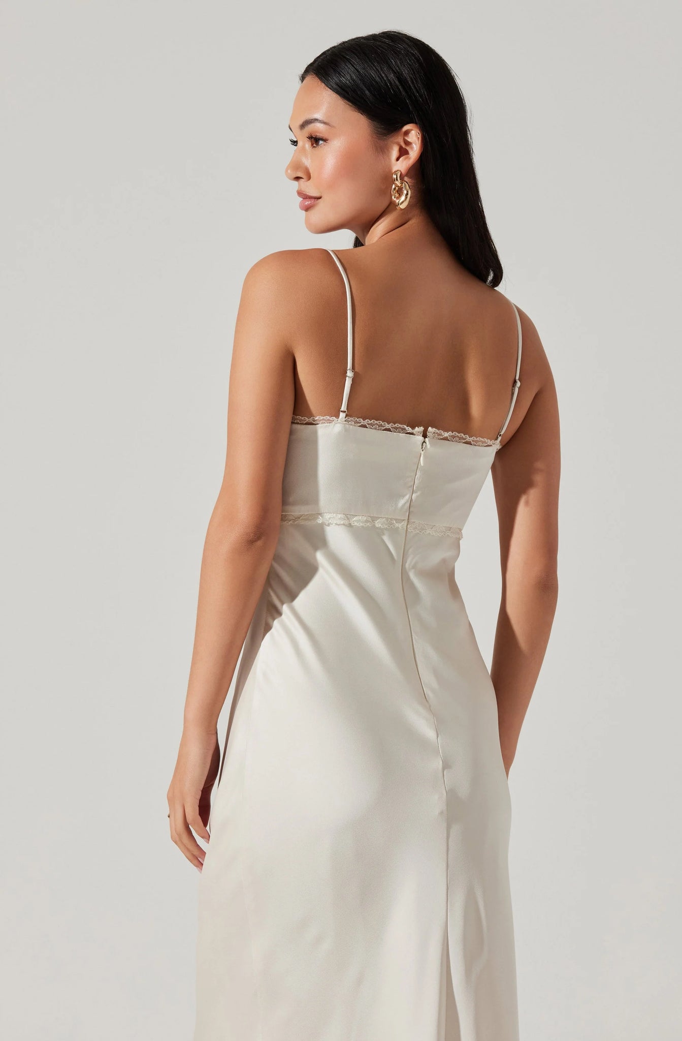 florianne satin maxi dress Florianne Lace Trim Satin Slipdress (Women)