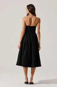 ASTR The Label Reiona Strapless Pleated Midi Dress
