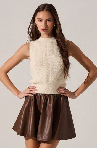 ASTR The Label Chelsea Flared Vegan Leather Skirt