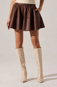 ASTR The Label Chelsea Flared Vegan Leather Skirt