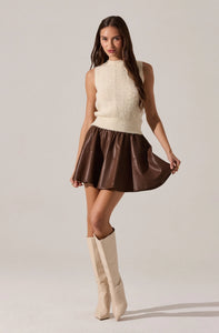 ASTR The Label Chelsea Flared Vegan Leather Skirt