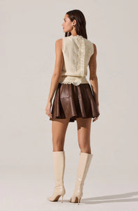 ASTR The Label Chelsea Flared Vegan Leather Skirt