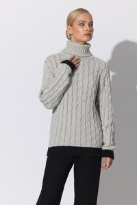 LUSANA Freda Knitted Cable Sweater
