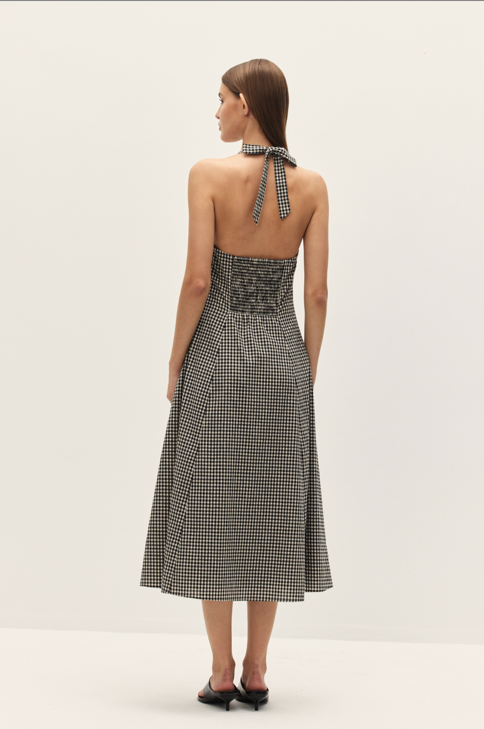 Elodie Serena Halter Gingham Midi Dress Medium