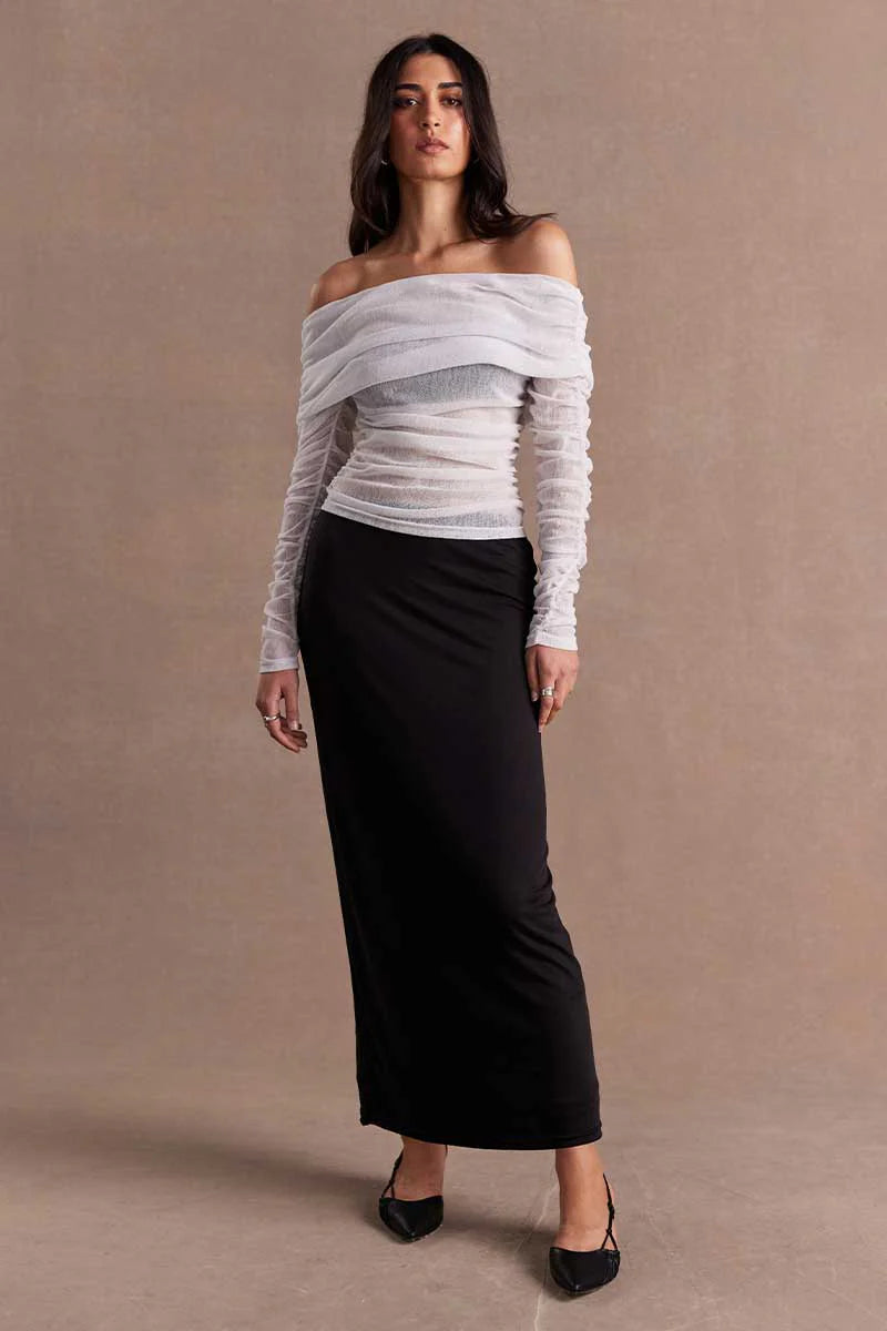 sovere rise mesh long sleeve dress SOVERE Rise Mesh Dress BLACK/CHALK / XS