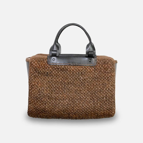 SANS-ARCIDET PARIS Colette Large Leather Handle Raffia Bag