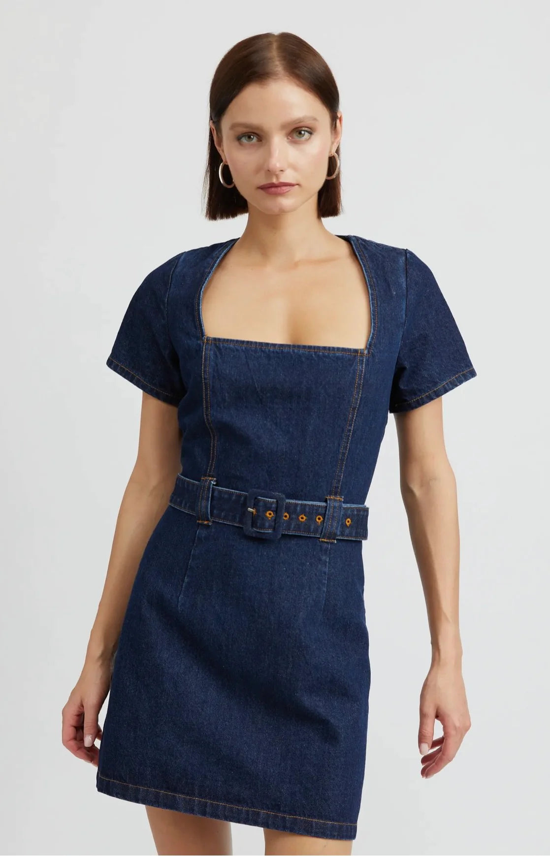 white christmas dresses en Saison Women's June Belted Denim Minidress - Blue