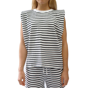 RD STYLE Padded Shoulder Muscle Tee - STRIPE