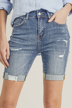 Load image into Gallery viewer, RISEN JEANS Jenna High Rise Distressed Mid-Length Shorts
