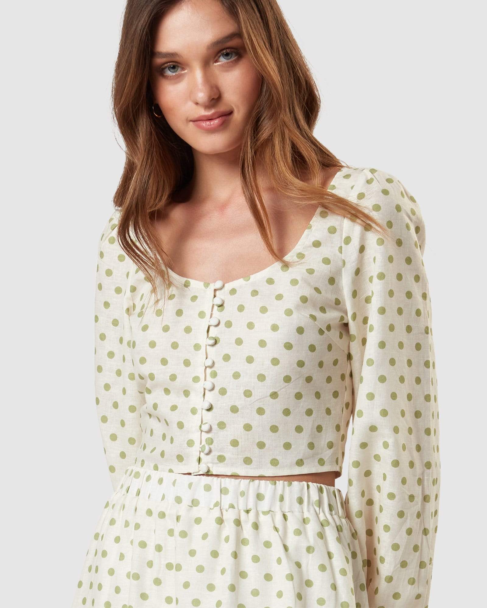 CHARLIE HOLIDAY Reese Top XS / SAGE POLKA DOT