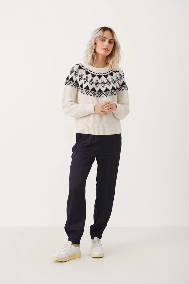 White fair isle sales sweater